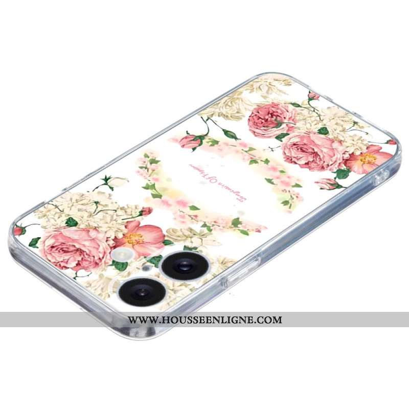 Coque iPhone 16 Bord Transparent Roses