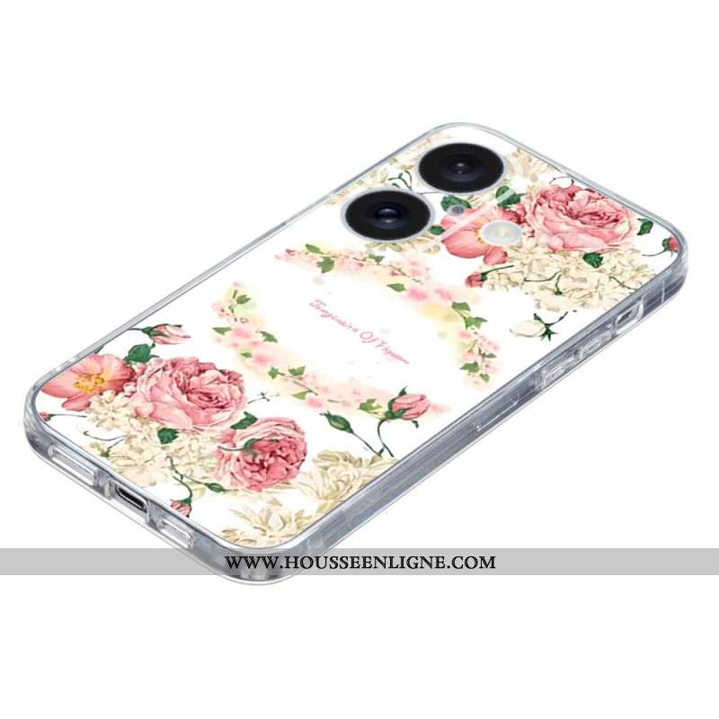 Coque iPhone 16 Bord Transparent Roses