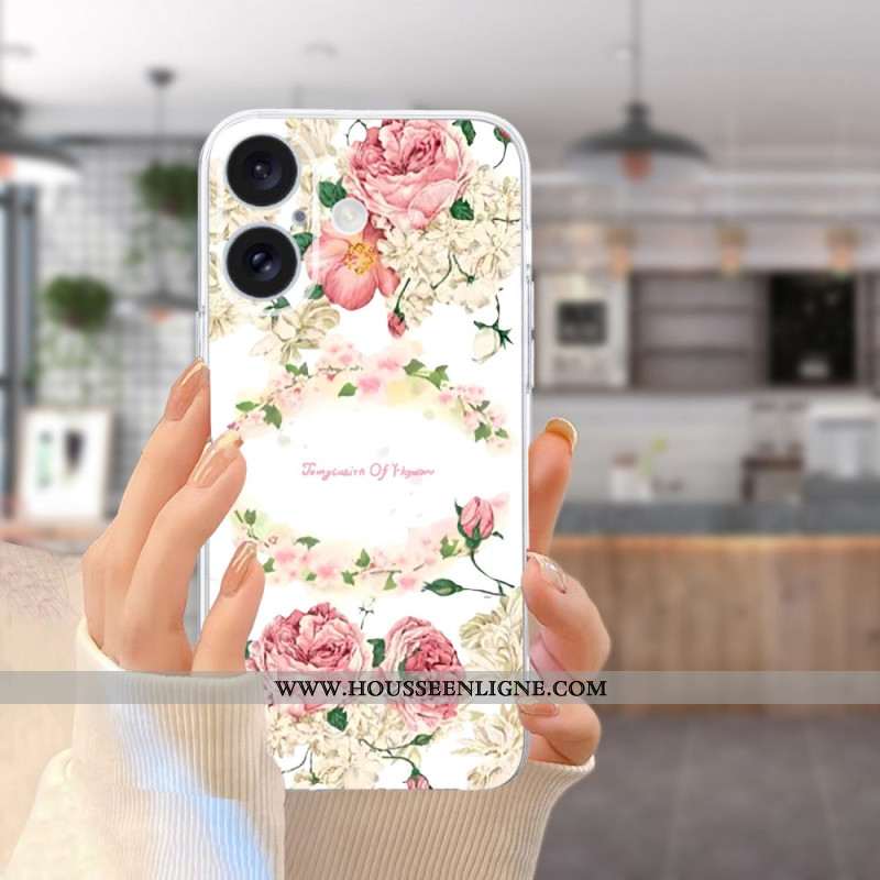 Coque iPhone 16 Bord Transparent Roses