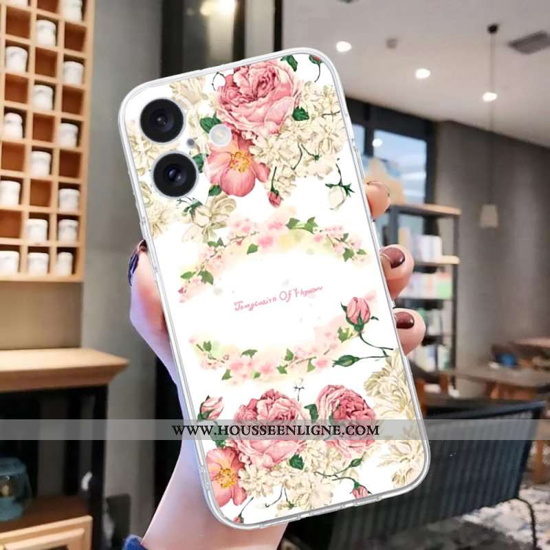 Coque iPhone 16 Bord Transparent Roses