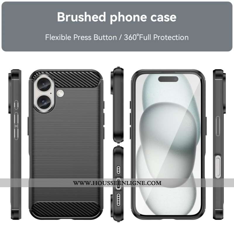 Coque iPhone 16 Fibre Carbone Brossée