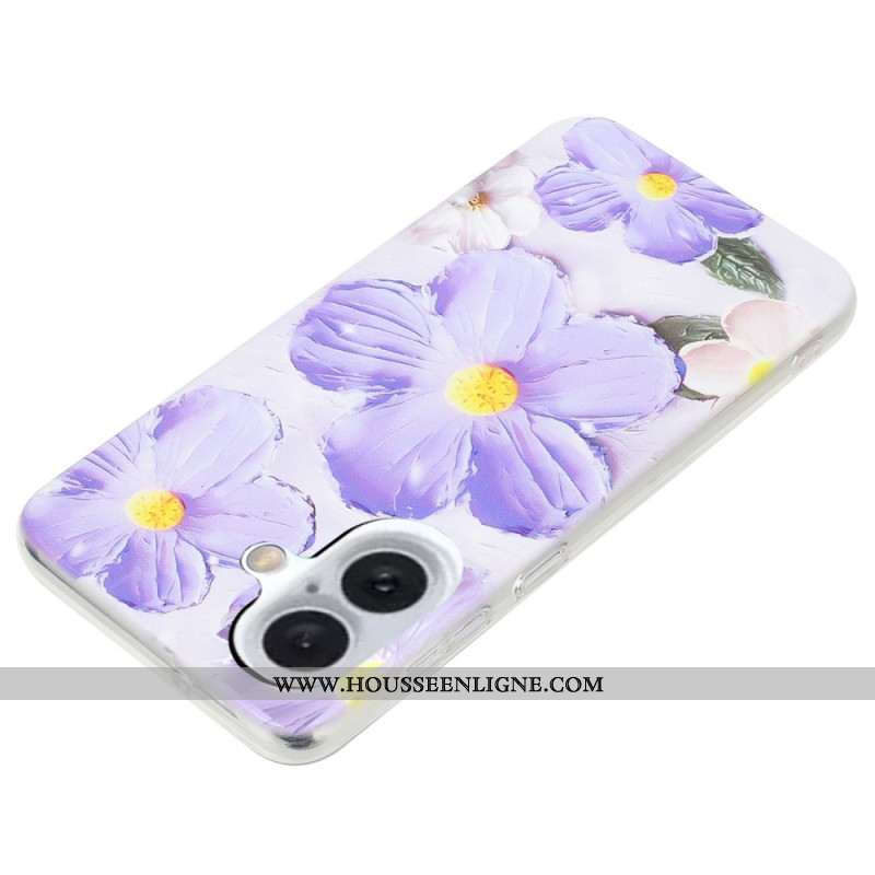 Coque iPhone 16 Fleurs Pourpres