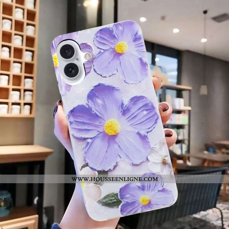 Coque iPhone 16 Fleurs Pourpres