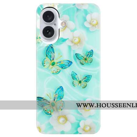 Coque iPhone 16 Fleurs et Papillons