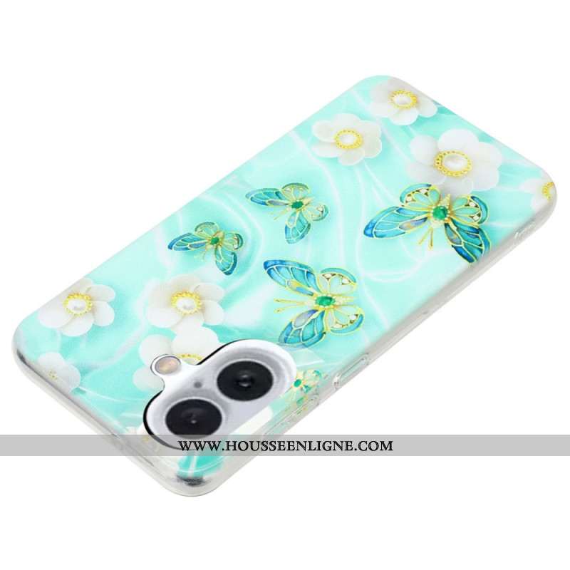 Coque iPhone 16 Fleurs et Papillons