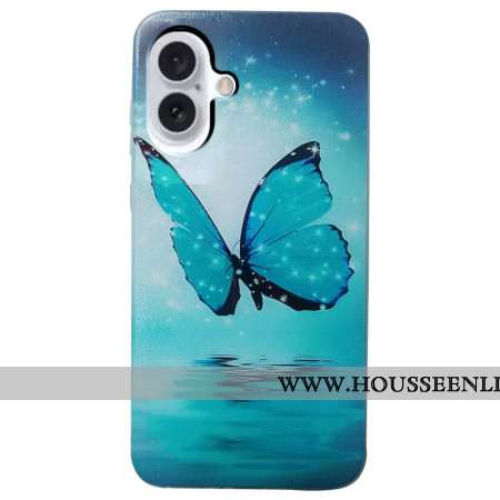 Coque iPhone 16 Papillon Bleu