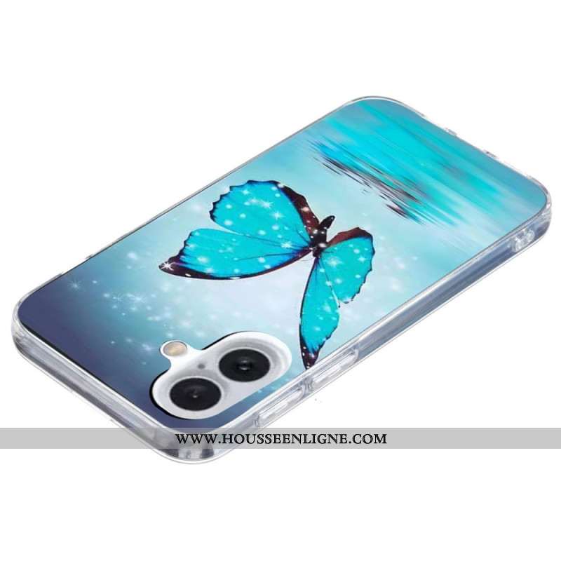 Coque iPhone 16 Papillon Bleu