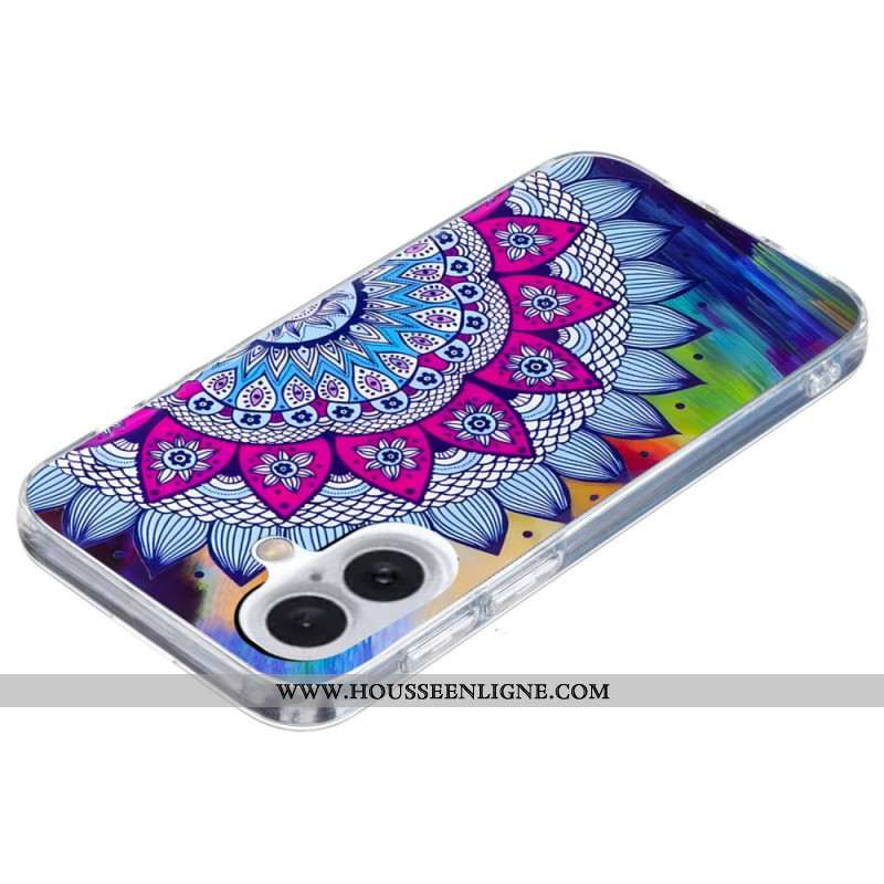 Coque iPhone 16 Plus Fleur de Mandala