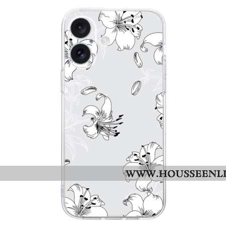 Coque iPhone 16 Plus Fleurs Blanches