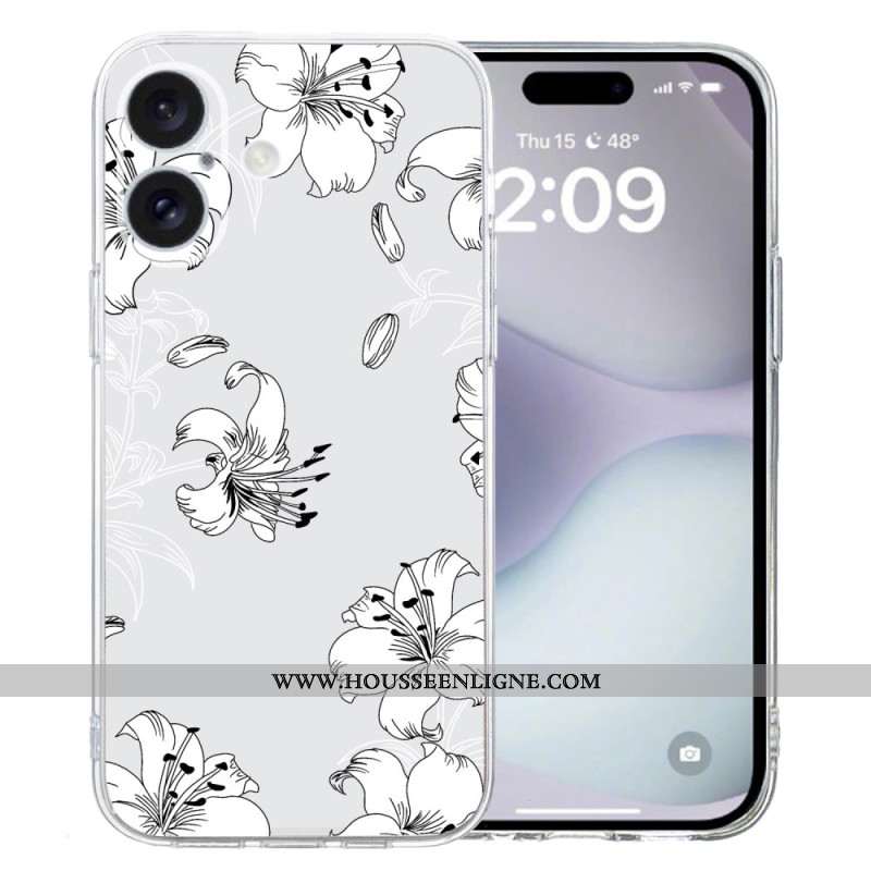 Coque iPhone 16 Plus Fleurs Blanches