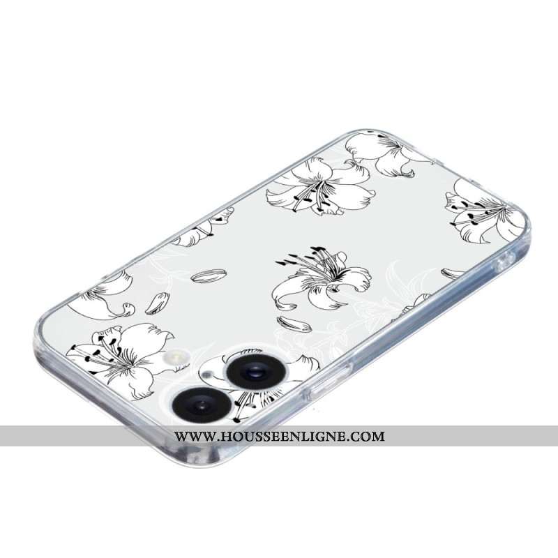 Coque iPhone 16 Plus Fleurs Blanches