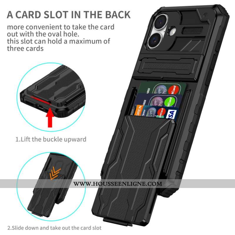 Coque iPhone 16 Plus Porte-Cartes Intégré et Support