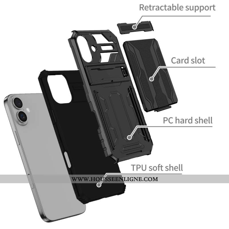 Coque iPhone 16 Plus Porte-Cartes Intégré et Support