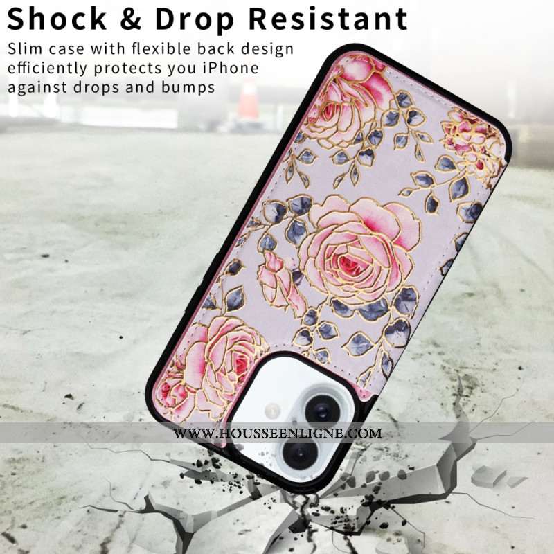 Coque iPhone 16 Plus Protection RFID Florale