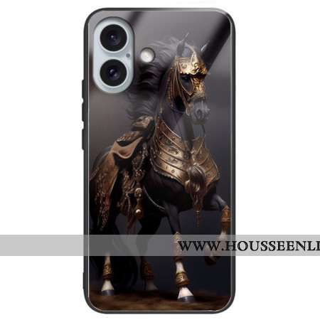 Coque iPhone 16 Plus Verre Trempé Cheval Masqué