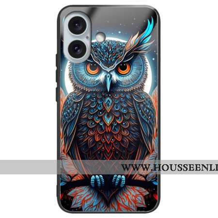 Coque iPhone 16 Plus Verre Trempé Chouette Artistique