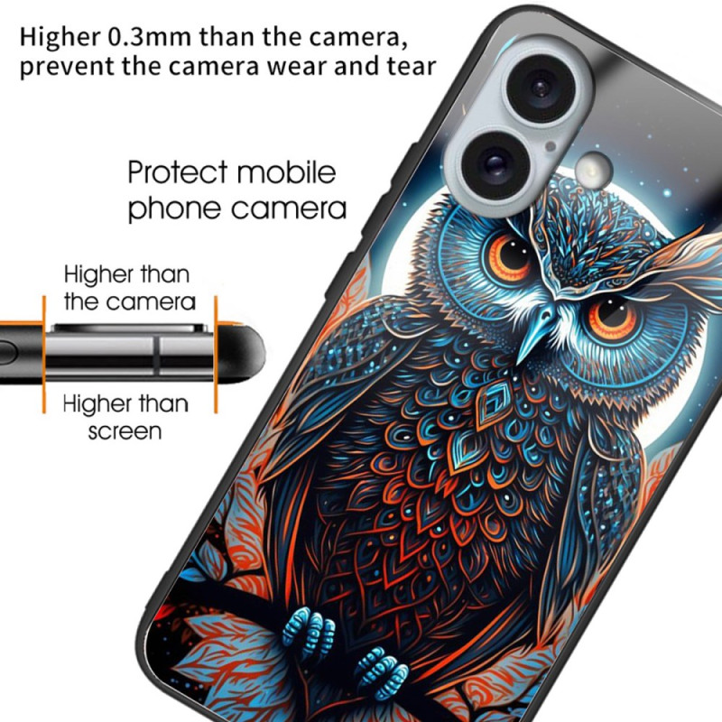 Coque iPhone 16 Plus Verre Trempé Chouette Artistique