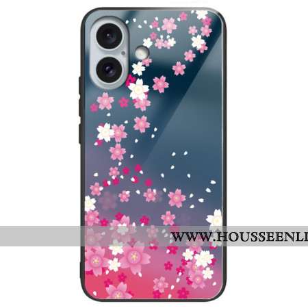 Coque iPhone 16 Plus Verre Trempé Fleurs Roses