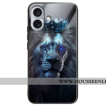 Coque iPhone 16 Plus Verre Trempé Lion Bleu