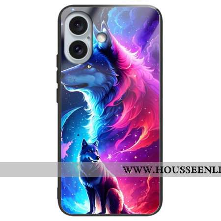 Coque iPhone 16 Plus Verre Trempé Loup Étoilé