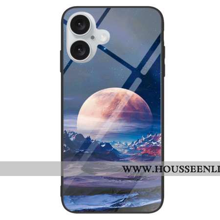 Coque iPhone 16 Plus Verre Trempé Planète Blanche