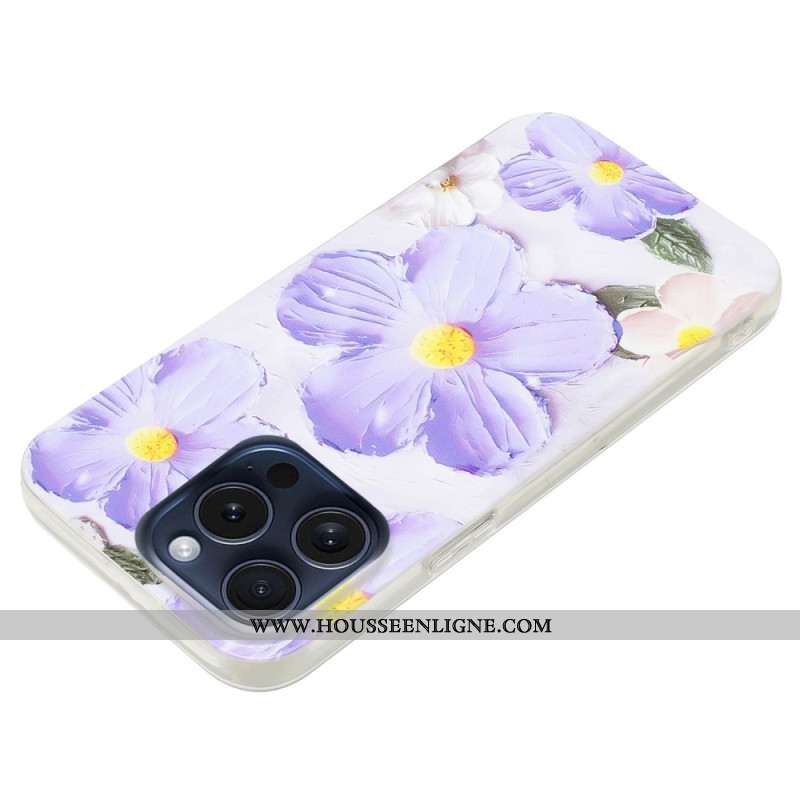 Coque iPhone 16 Pro Fleurs Violettes