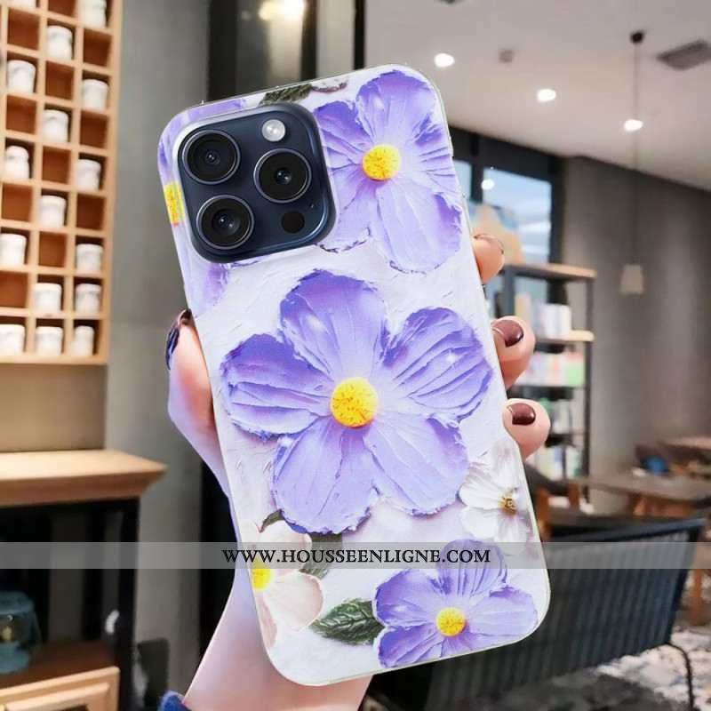 Coque iPhone 16 Pro Fleurs Violettes