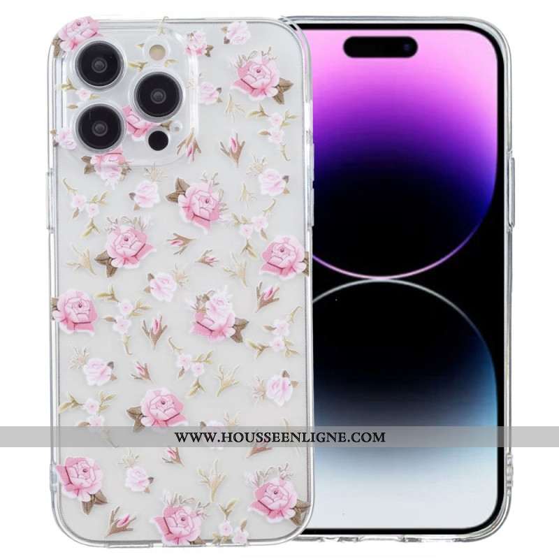 Coque iPhone 16 Pro Max Motif Floral Rose