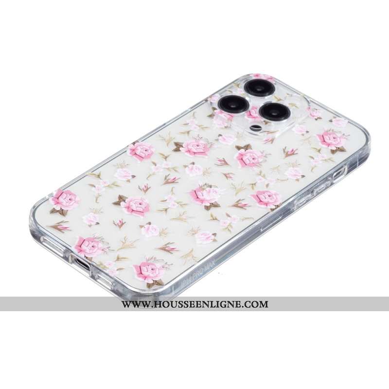 Coque iPhone 16 Pro Max Motif Floral Rose