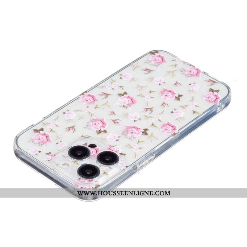 Coque iPhone 16 Pro Max Motif Floral Rose