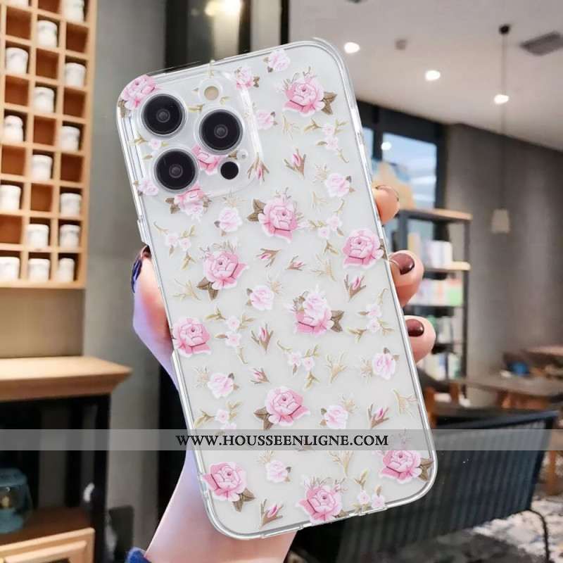 Coque iPhone 16 Pro Max Motif Floral Rose