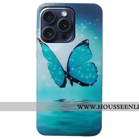 Coque iPhone 16 Pro Max Papillon Bleu