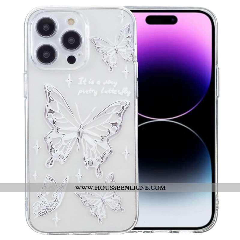 Coque iPhone 16 Pro Max Papillons Argentés