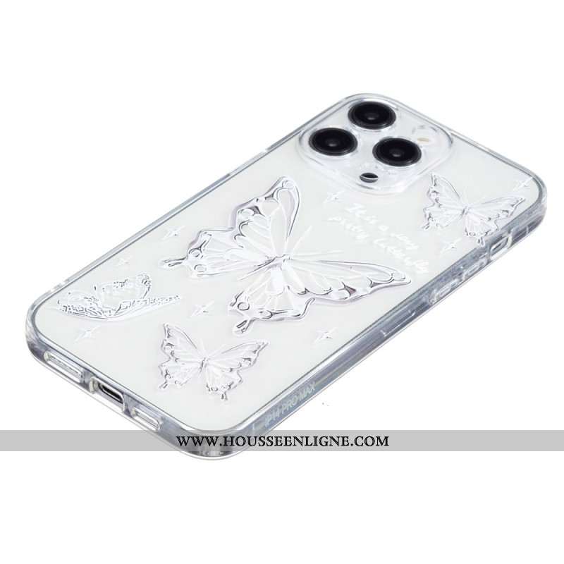 Coque iPhone 16 Pro Max Papillons Argentés