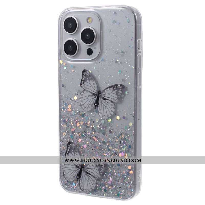 Coque iPhone 16 Pro Max Papillons Scintillants