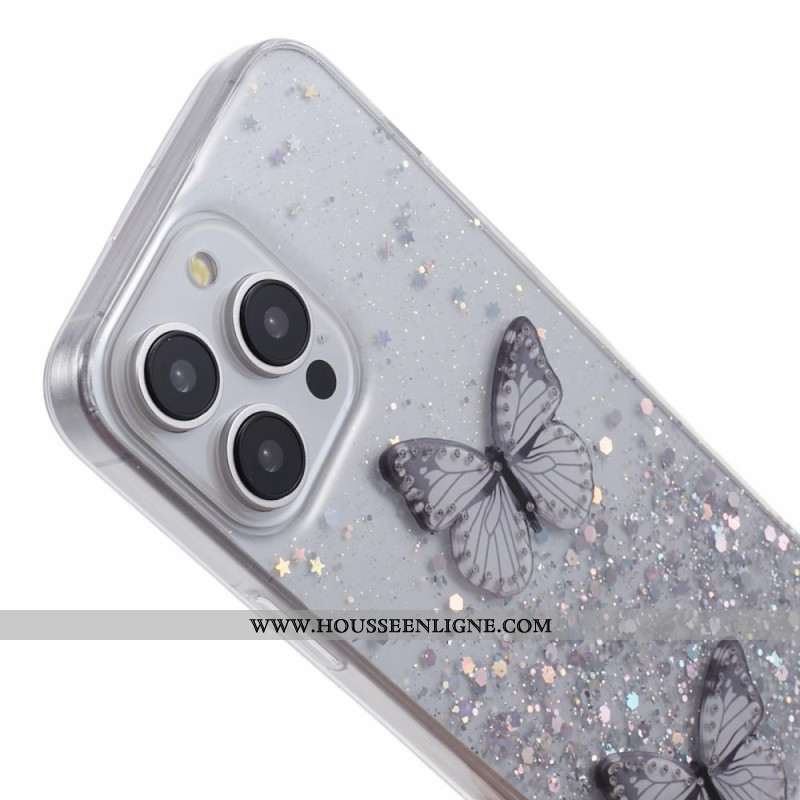 Coque iPhone 16 Pro Max Papillons Scintillants