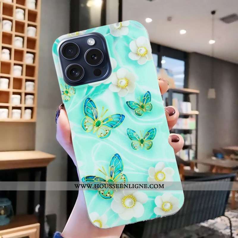 Coque iPhone 16 Pro Max Papillons Verts