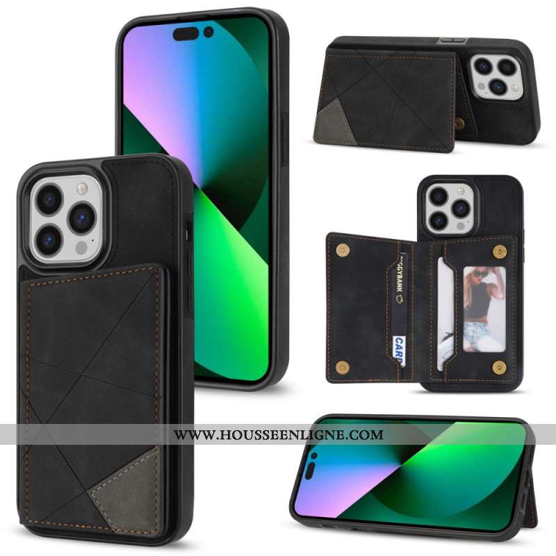 Coque iPhone 16 Pro Max Porte-Cartes Motif Géométrique