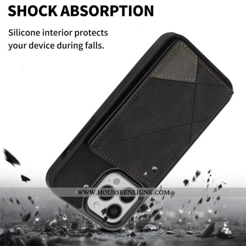 Coque iPhone 16 Pro Max Porte-Cartes Motif Géométrique