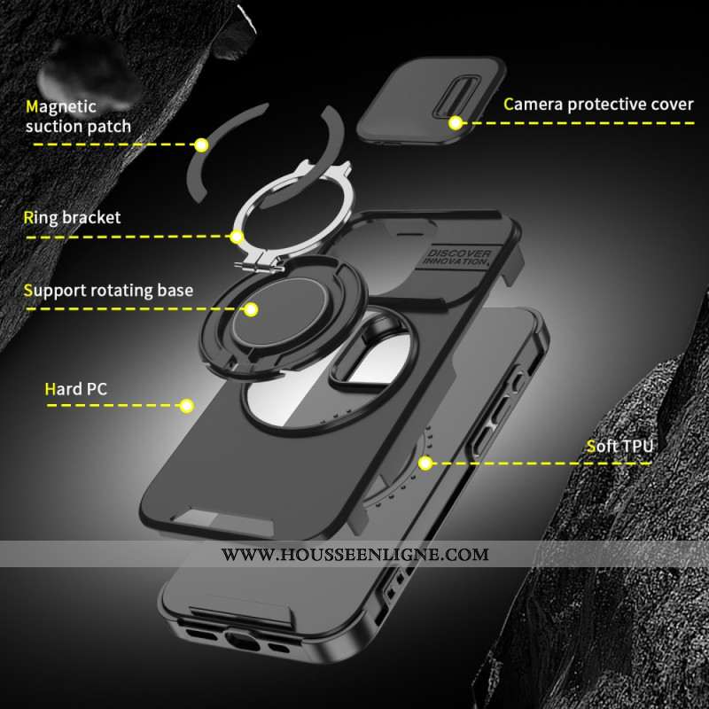 Coque iPhone 16 Pro Max Support et Protection Caméra Coulissante