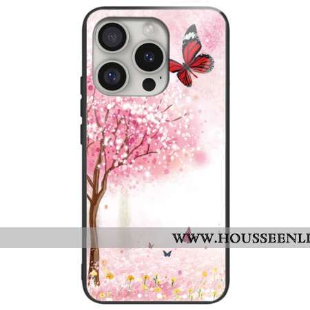 Coque iPhone 16 Pro Max Verre Trempé Cerisiers en Fleurs