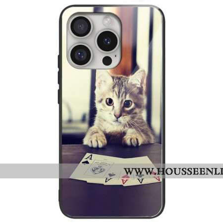 Coque iPhone 16 Pro Max Verre Trempé Chat Poker