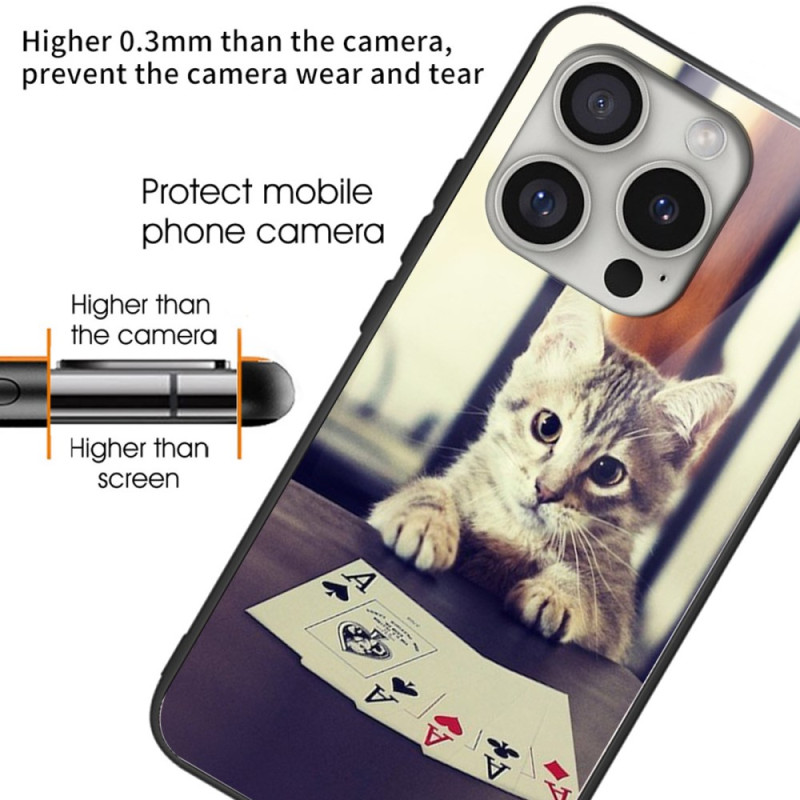 Coque iPhone 16 Pro Max Verre Trempé Chat Poker