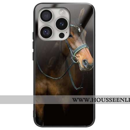 Coque iPhone 16 Pro Max Verre Trempé Cheval Imprimé