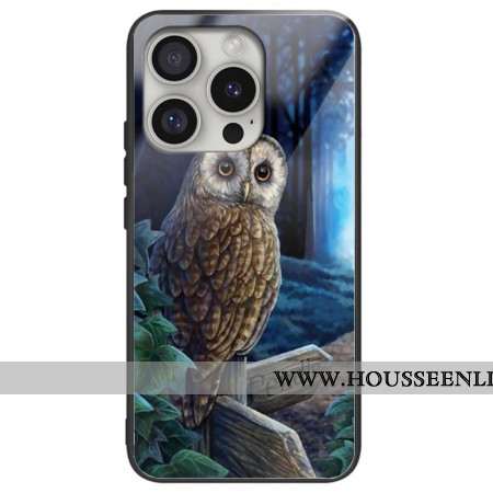 Coque iPhone 16 Pro Max Verre Trempé Chouette en Forêt