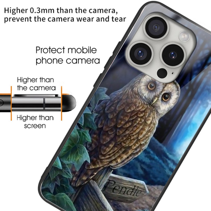 Coque iPhone 16 Pro Max Verre Trempé Chouette en Forêt