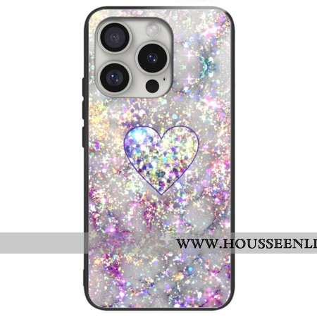 Coque iPhone 16 Pro Max Verre Trempé Coeur Brillant