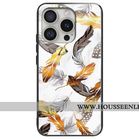 Coque iPhone 16 Pro Max Verre Trempé Feuilles Dorées