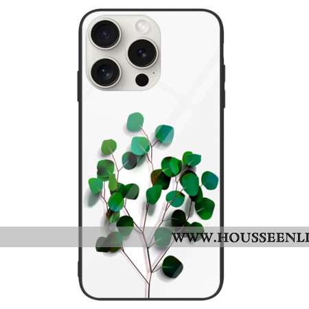 Coque iPhone 16 Pro Max Verre Trempé Feuilles Vertes