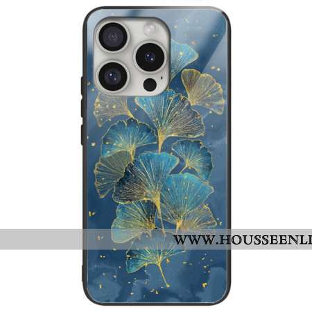 Coque iPhone 16 Pro Max Verre Trempé Feuilles de Ginkgo